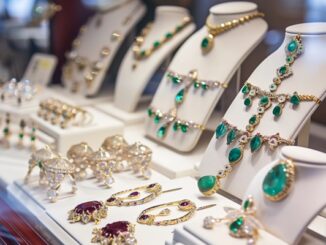 Mejores joyerías de CDMX - Colección de joyas de lujo exhibidas en el mostrador de una joyería