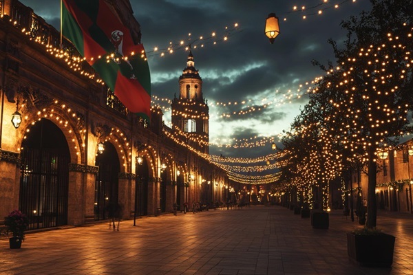 Navidad en CDMX - Centro Histórico de la Ciudad decorado con luces de navidad