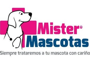 Tiendas de juguetes para perros - Logo de Mister Mascotas, tienda con servicios de limpieza, farmacia, entrenamiento y atención veterinaria