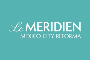 Logo de Le Méridien, gimnasio moderno, spa de lujo, restaurantes y piscina en la azotea con vistas panorámicas