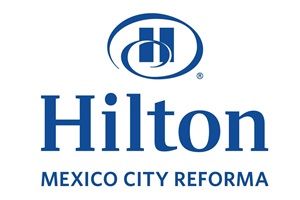 Logo de Hilton Reforma, hotel moderno con servicios especiales para mascotas como camas, bowls y snacks