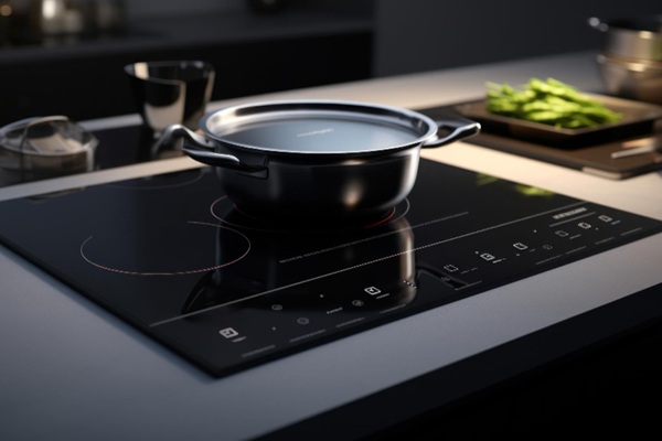 Vitrocerámica - Cocina con tope de cerámica y placa de inducción moderna para ollas de diferentes tamaños comprada en una de las mejores tiendas de electrodomésticos en CDMX