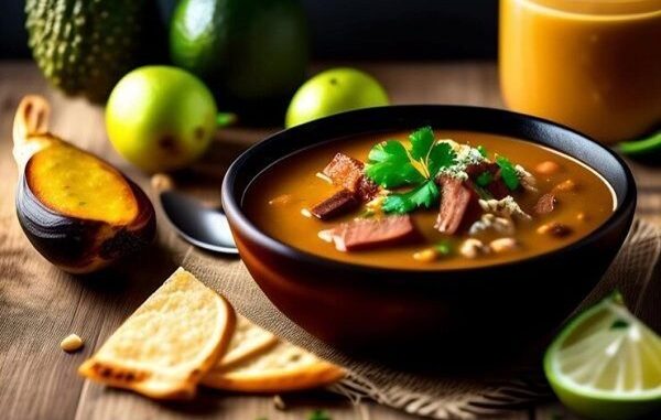 Comer pozole en CDMX - Presentación de un pozole tradicional mexicano preparado en uno de los mejores lugares donde comer pozole en CDMX