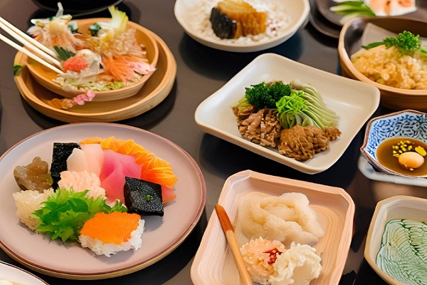 restaurantes japoneses- distintos platos de restaurante de comida japonesa