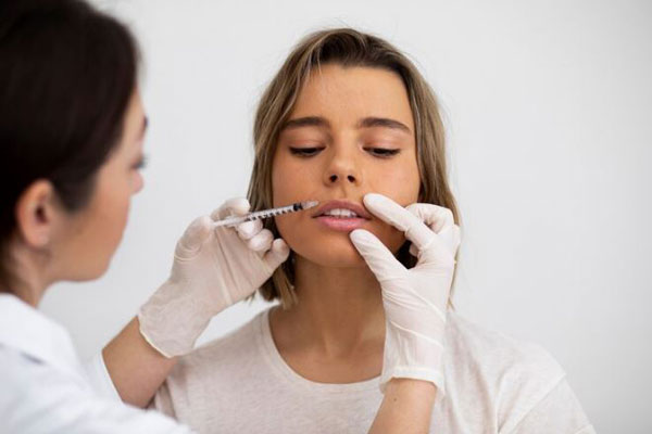 Dermatóloga realiza un relleno de labios para potenciar el atractivo facial de una joven 