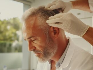 Clínicas capilares método FUE - Tricólogo evaluando el cuero cabelludo de un hombre con alopecia para realizar un injerto de cabello CDMX
