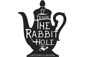 Restaurantes juveniles en CDMX - Logo del restaurante juvenil Dawn The Rabbit Hole, inspirado en Alicia en el País de las Maravillas