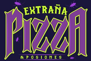 Restaurantes juveniles en CDMX - Logo del restaurante La Extraña Pizza, espacio con una temática de terror y monstruos