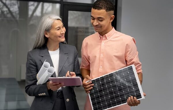 Tiendas de paneles solares - Hombre sosteniendo un panel solar moderno mostrando los beneficios de los paneles solares en CDMX
