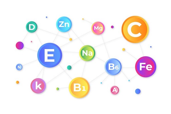 Diagrama con diversos suplementos vitamínicos que estimulan el crecimiento del pelo