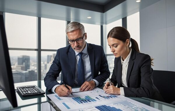 Asesores financieros - Asesores financieros en México analizando inversiones de un cliente corporativo