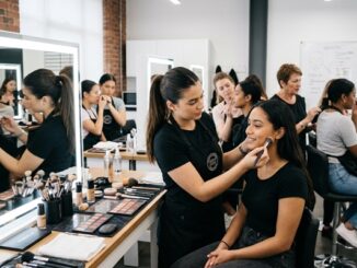 Academias de maquillaje - Maquillista de una academia de maquillaje profesional en México enseñando cómo maquillarse paso a paso