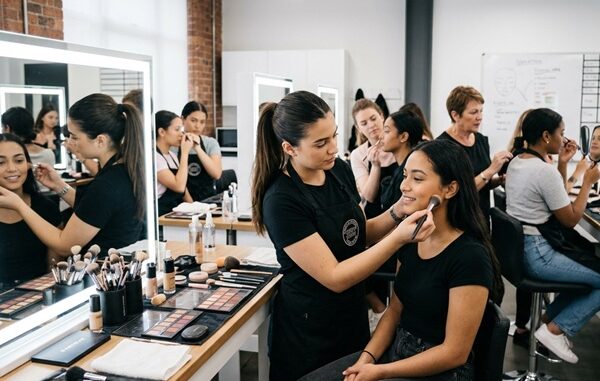 Academias de maquillaje - Maquillista de una academia de maquillaje profesional en México enseñando cómo maquillarse paso a paso