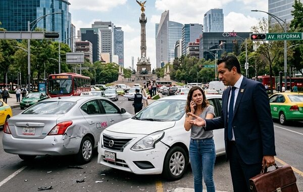 Abogados de accidentes de tráfico - Bufete de abogados asistiendo a un conductor involucrado en un accidente de tráfico en CDMX