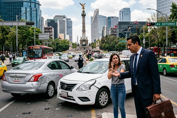 Abogados de accidentes de tráfico - Bufete de abogados asistiendo a un conductor involucrado en un accidente de tráfico en CDMX