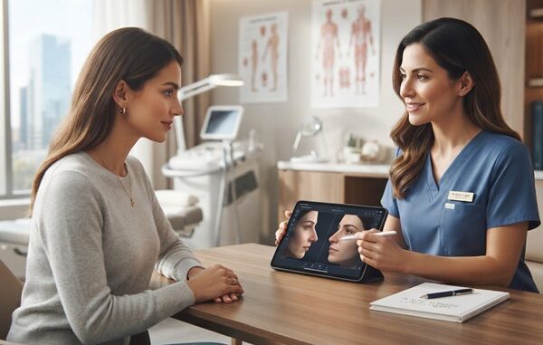 Cirugías estéticas - Mujer en consulta de medicina estética para realizarse una rinoplastia